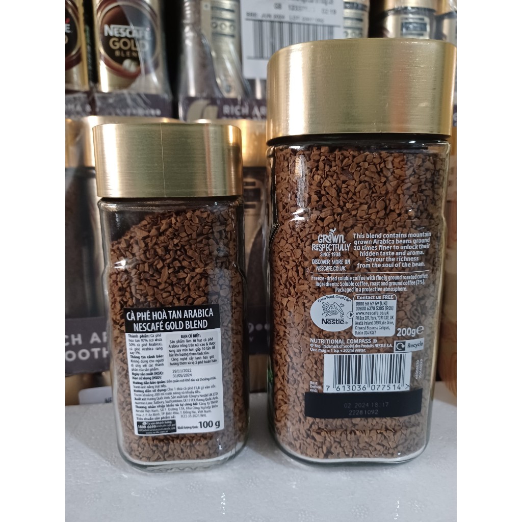CÀ PHÊ HÒA TAN ARABICA NESCAFE' GOLD BLEND DATE T2/2024