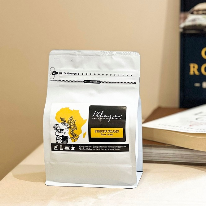 Cà phê Blagu hạt đã rang, Ethiopia Sidamo G4 | Dòng Cà Phê Cao Cấp | 100% Arabica - Heirloom | Medium 250g