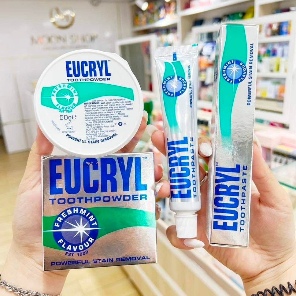 Bột Tẩy Trắng Răng Eucryl Toothpowder Powerful Stain Removal 50g Giúp Thơm Miệng Cảm Giác Sạch Sẽ Cả Ngày
