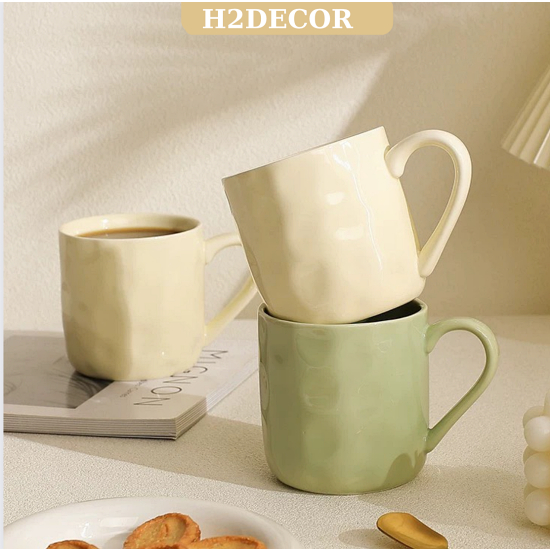 Cốc gốm ,ly sứ,cốc cafe hoạ tiết đá hoa văn màu pastel phong cách Hàn - H2decor