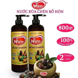 Nước rửa chén WINY combo 2chai mỗi chai 800g chiết xuất từ trái Bồ Hòn và các thành phần thiên nhiên