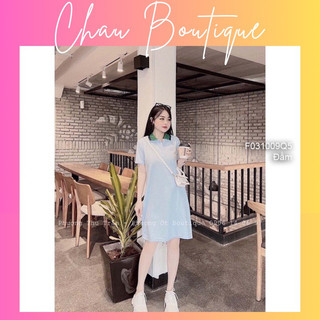 Đầm polo cổ bẻ phối màu dáng suông dài! chausstore