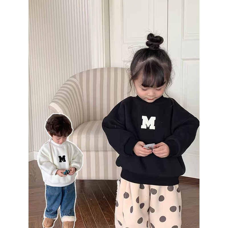 Áo Nỉ Bông dài tay thu đông in hình M cho bé trai bé gái