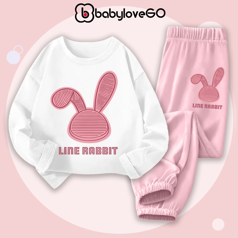 Bộ thu đông dài tay cho bé gái BabyloveGO 2024 đồ bộ cho bé chất thun cotton mềm mịn thoáng mát BDRB33