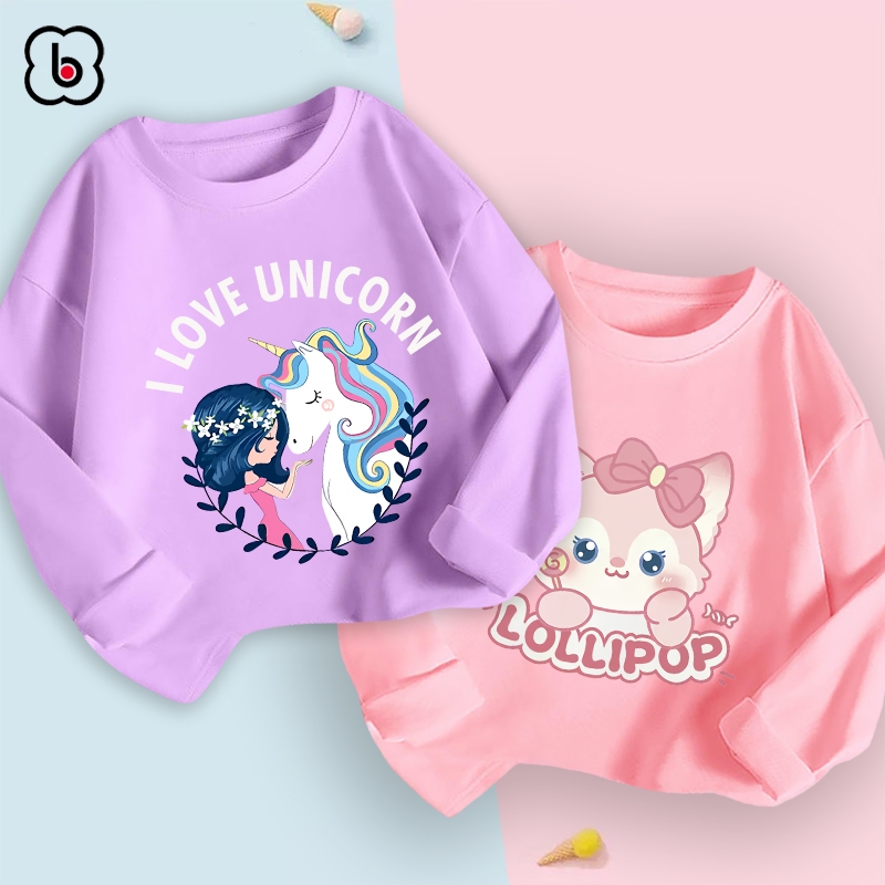 Áo dài tay bé gái BabyloveGO 2023 áo thu đông cho bé mềm mịn thoáng mát in hình dễ thương