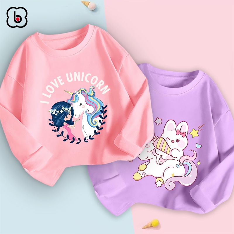 Áo dài tay bé gái BabyloveGO 2023 áo thu đông cho bé mềm mịn thoáng mát in hình dễ thương