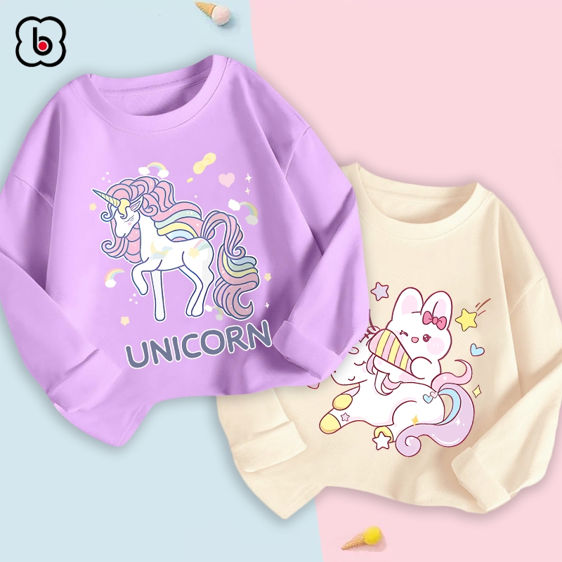 Áo dài tay bé gái BabyloveGO 2023 áo thu đông cho bé mềm mịn thoáng mát in hình dễ thương