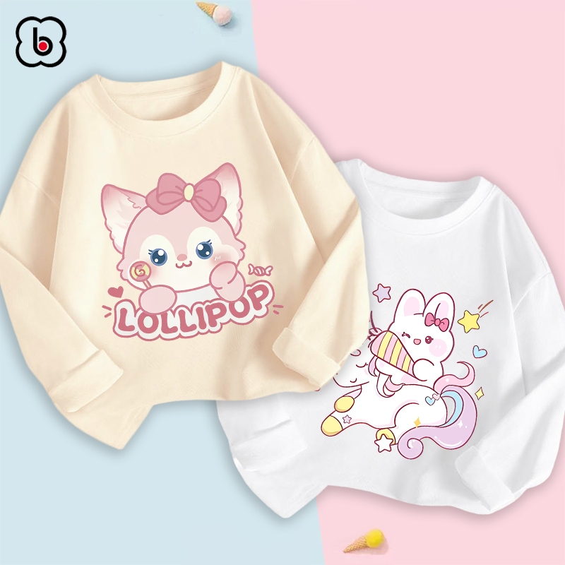 Áo dài tay bé gái BabyloveGO 2023 áo thu đông cho bé mềm mịn thoáng mát in hình dễ thương