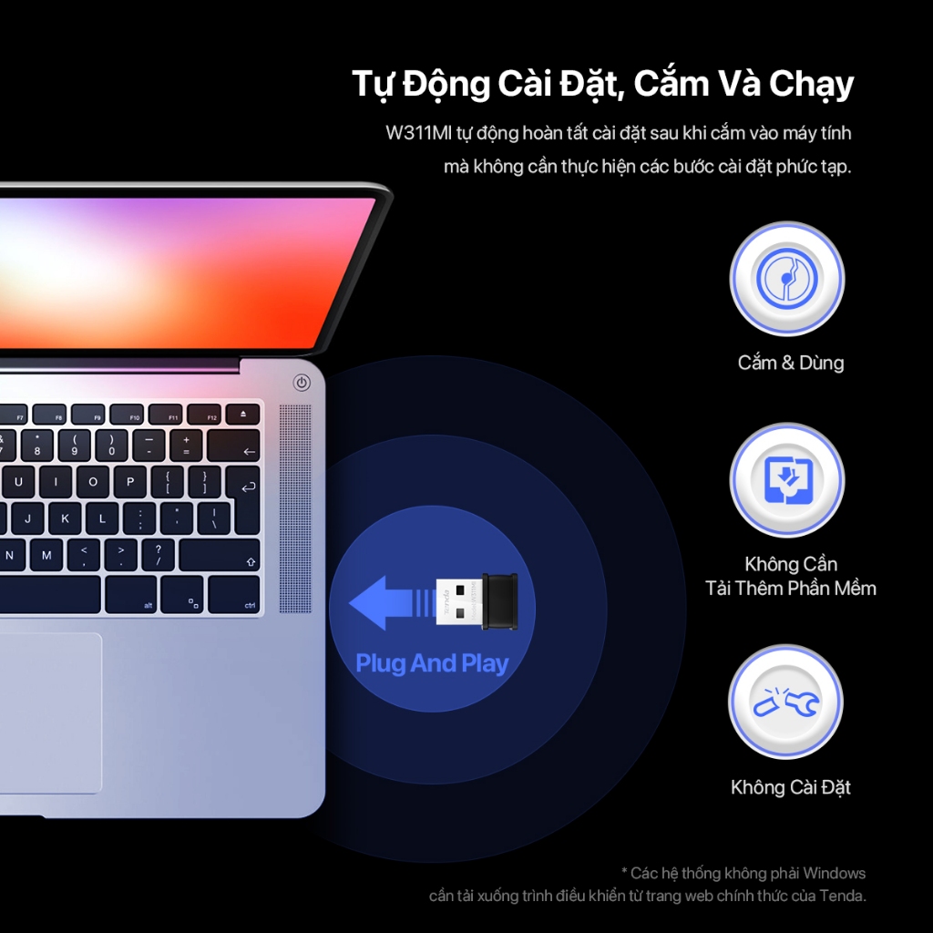 Tenda USB kết nối Wifi-6 W311MI  AX300Mbps- Hãng phân phối chính thức