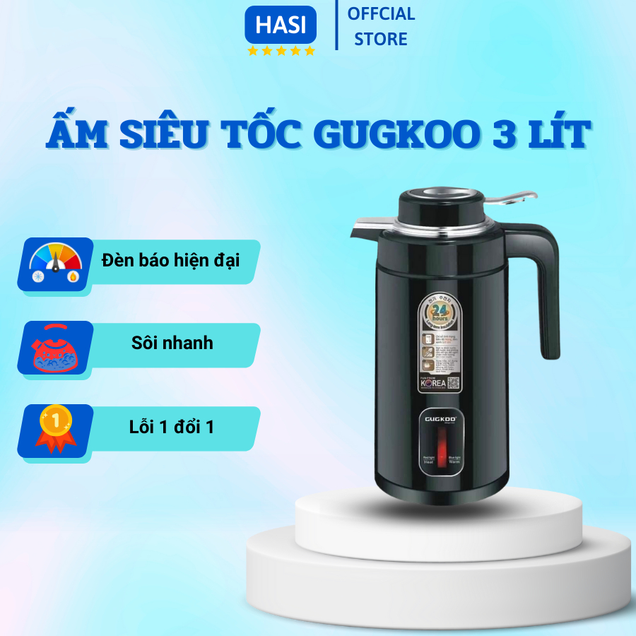 Ấm Siêu Tốc Đa Năng 2 In 1 GUGKOO, Ấm Đun Nước Kèm Bình Giữ Nhiệt Dung Tích 3L Chất Liệu Cao Cấp Không Gỉ Sôi Nhanh
