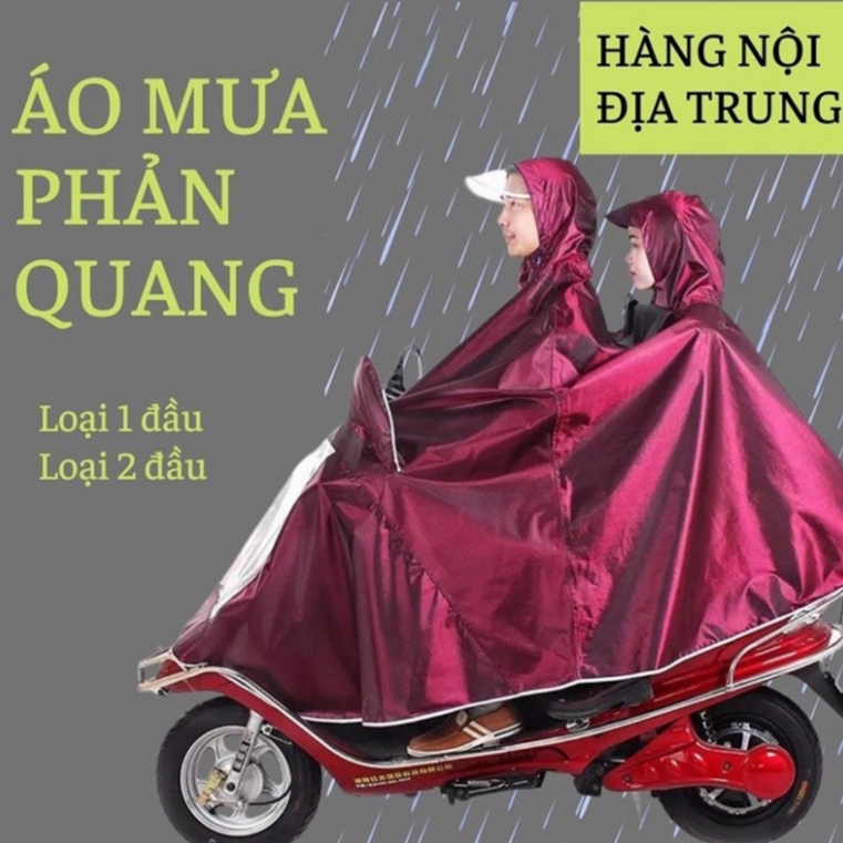 Áo mưa đi xe máy - Áo Mưa Phản Quang Có Kính Che Mưa 1 Người Và 2 Người Chất Lượng Cao -BHPT