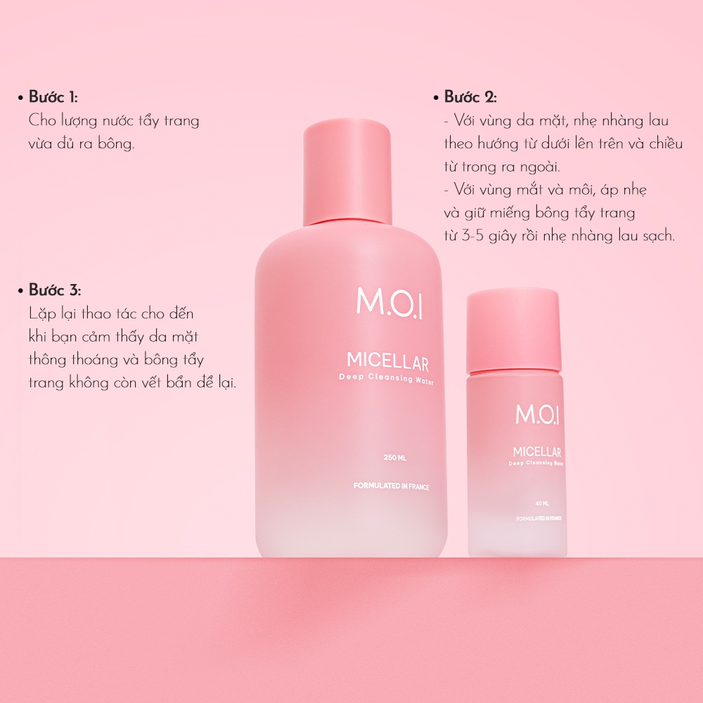 Nước tẩy trang M.O.I Micellar Deep Cleansing Water sạch sâu dịu nhẹ 250ml