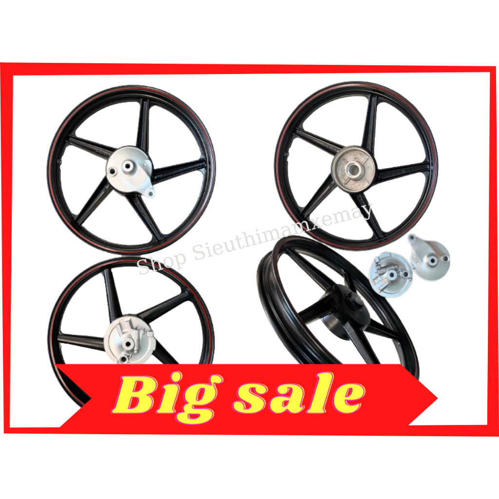 Mâm 5 cây đen chỉ đỏ dùng cho xe Dream / Wave nhỏ đời đầu bản 1.4 và 1.6