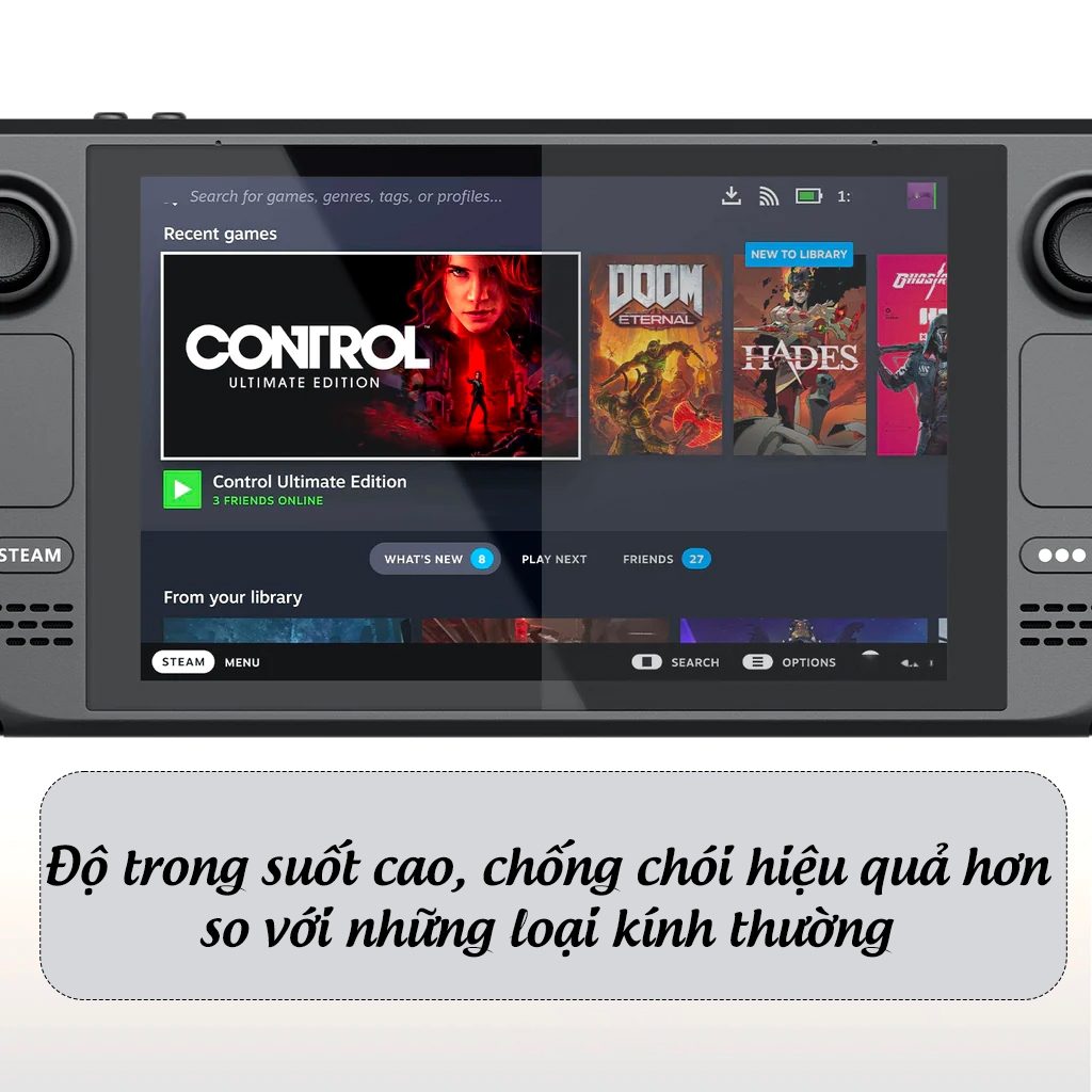 Kính cường lực cho Steam Deck, tấm dán màn hình Steam Deck chính hãng Skull & Co set 2 miếng