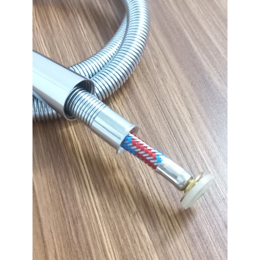 Dây sen tắm 3 lớp rút inox 304, dây xịt túi đỏ cao cấp