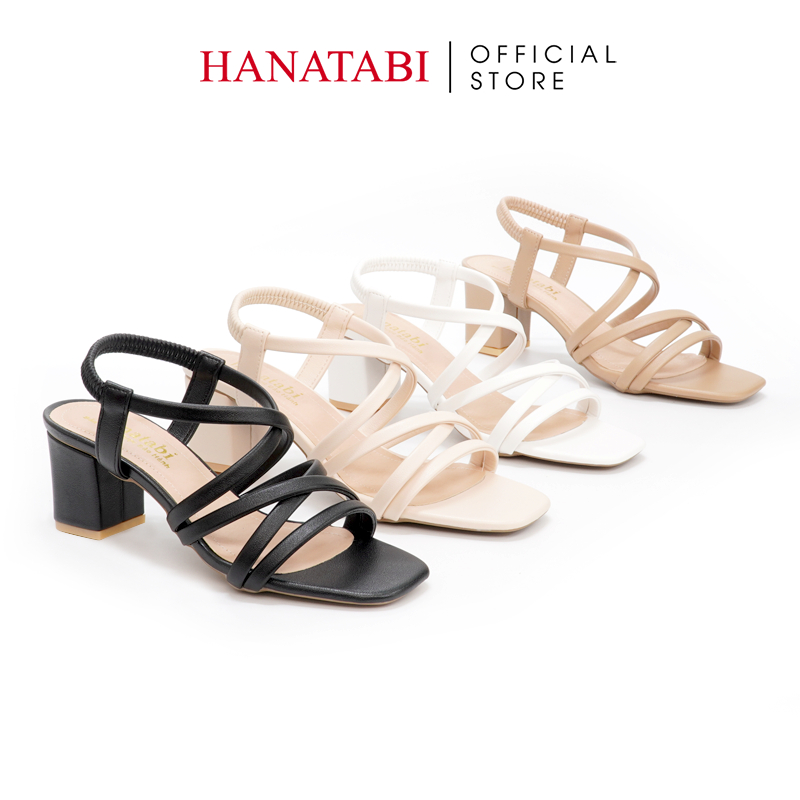 Sandal Nữ Hanatabi 3 Quai Chéo Mũi Vuông Gót Cao 5cm Hậu Thun Đế TA Cao Cấp Chống Trơn Trượt Mã HNSDT5F857