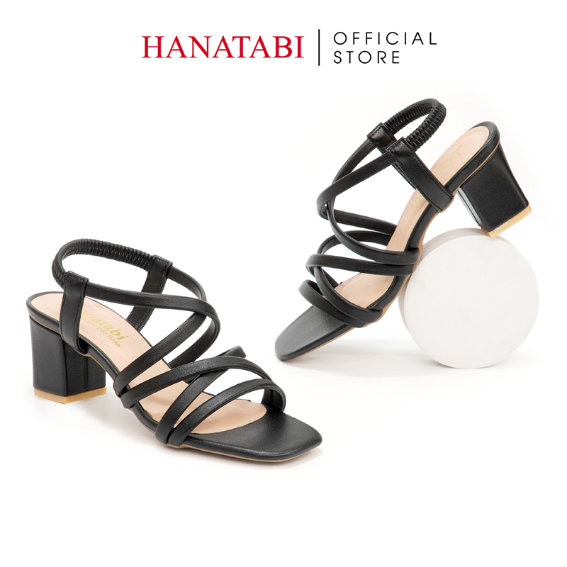 Sandal Nữ Hanatabi 3 Quai Chéo Mũi Vuông Gót Cao 5cm Hậu Thun Đế TA Cao Cấp Chống Trơn Trượt Mã HNSDT5F857