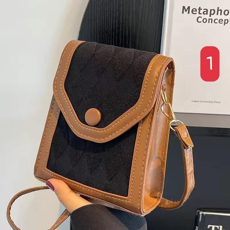 Túi xách nữ túi đeo vai túi hộp chữ nhật da trám phối màu HCOM474