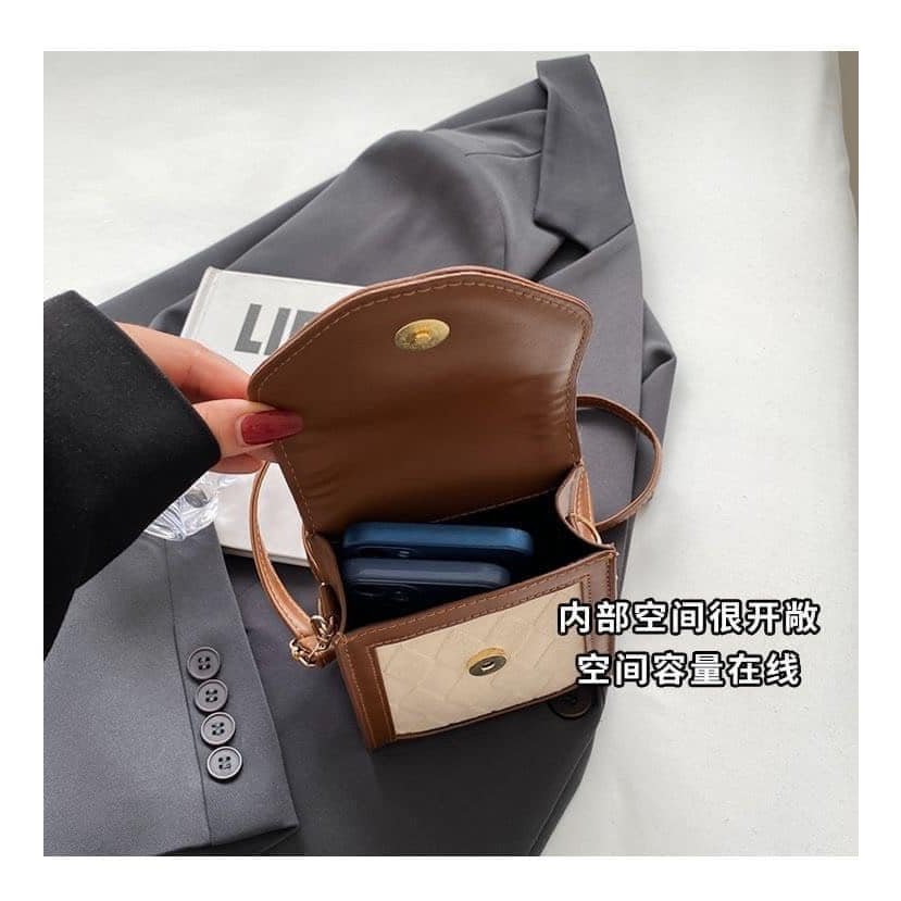 Túi xách nữ túi đeo vai túi hộp chữ nhật da trám phối màu HCOM474