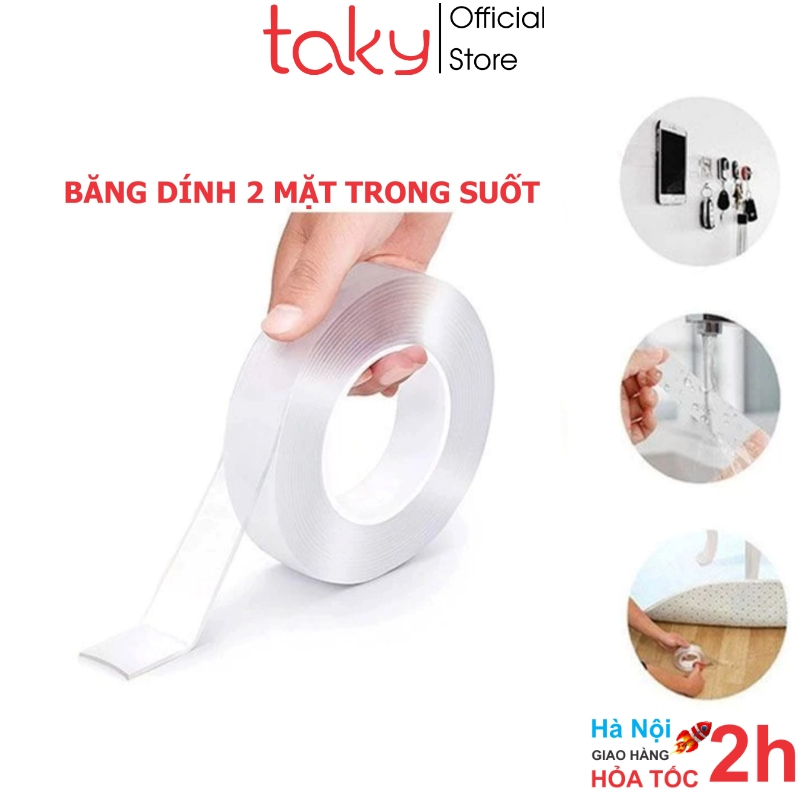 Cuộn Băng Keo - Taky, Đa Năng Dính 2 Mặt Trong Suốt, Sử dụng Dính Đồ Vật Lên Tường, Đồ Vật Với Nhau, Tái Sử Dụng - 6005