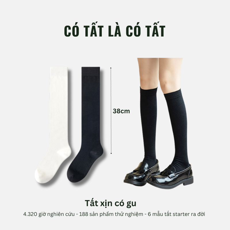 Tất Cao Đến Gối Có Tất Là Có Tất cho nữ cao 38cm làm thon gọn chân chống tụt _ MUSHAVE