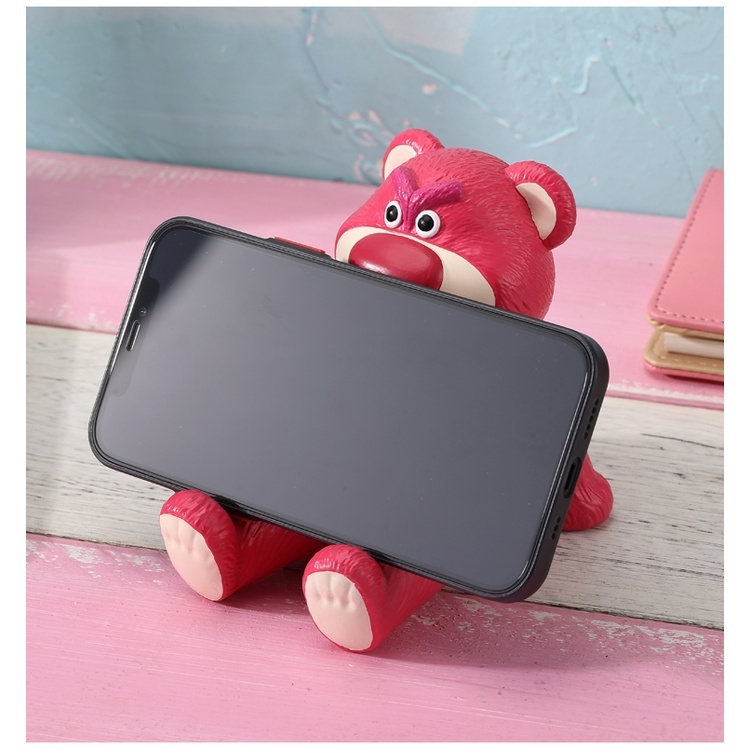 Giá Đỡ Điện Thoại Hình Gấu Và Dâu Tây Dễ Thương Dùng Trang Trí Bàn Làm Việc