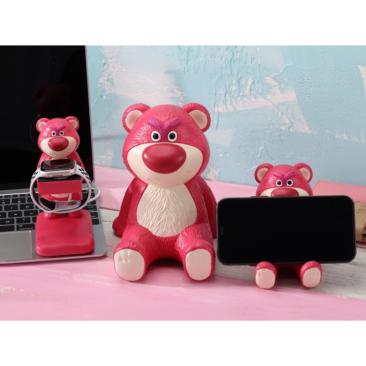 Giá Đỡ Điện Thoại Hình Gấu Và Dâu Tây Dễ Thương Dùng Trang Trí Bàn Làm Việc