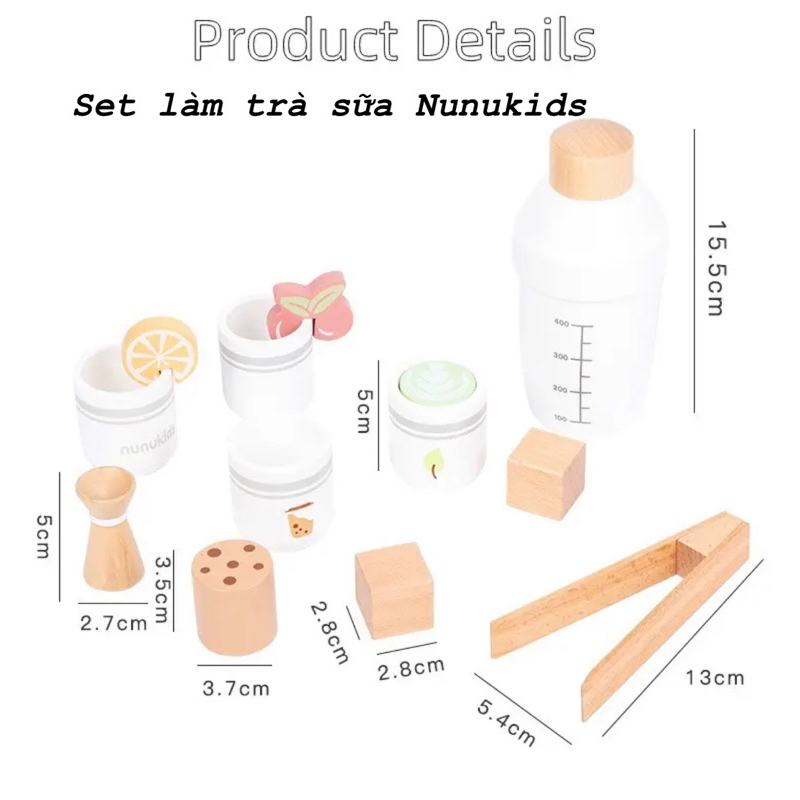 Đồ chơi gỗ - Set làm bánh, làm trà sữa, làm đẹp cho Bé