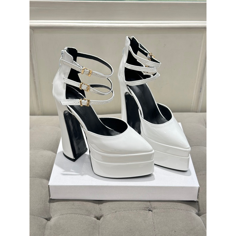 Giày mũi nhọn da bóng đế đúp cao 15p phong cách châu âu