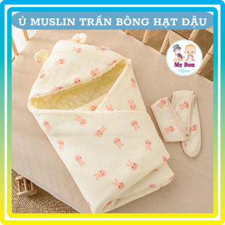Chăn khăn ủ Muslin hạt đậu có mũ có đai hàng cao cấp