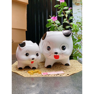 🐾 Heo đất Chó đốm - heo đất truyền thống vẽ hình Cún, hàng sơn nước vẽ tay tỉ mỉ