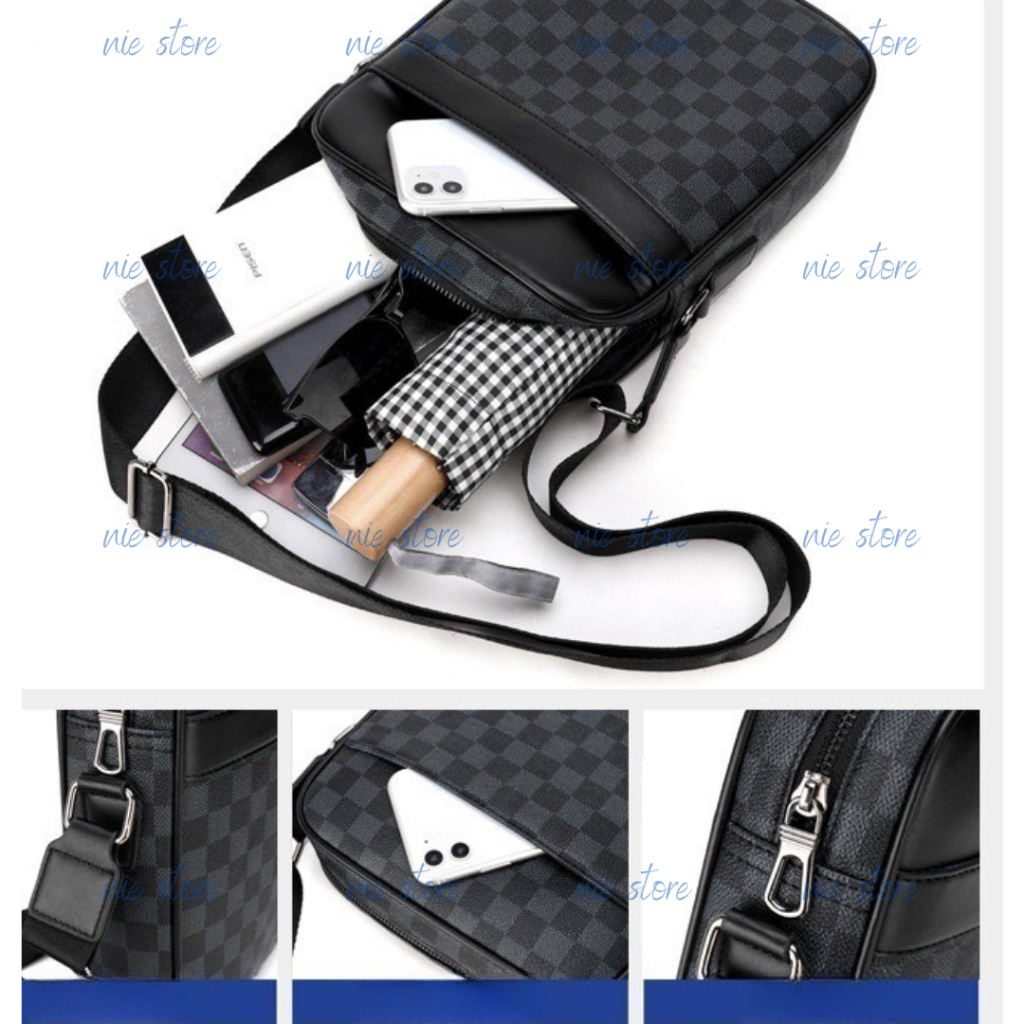 Túi Nam Nữ Đeo Chéo Đựng Vừa Ipad Sọc Caro Túi Nam Đi Học Sinh Viên Ưa Dùng Dáng Thời Trang Tiện Lợi Túi Xách Nam Túi Da