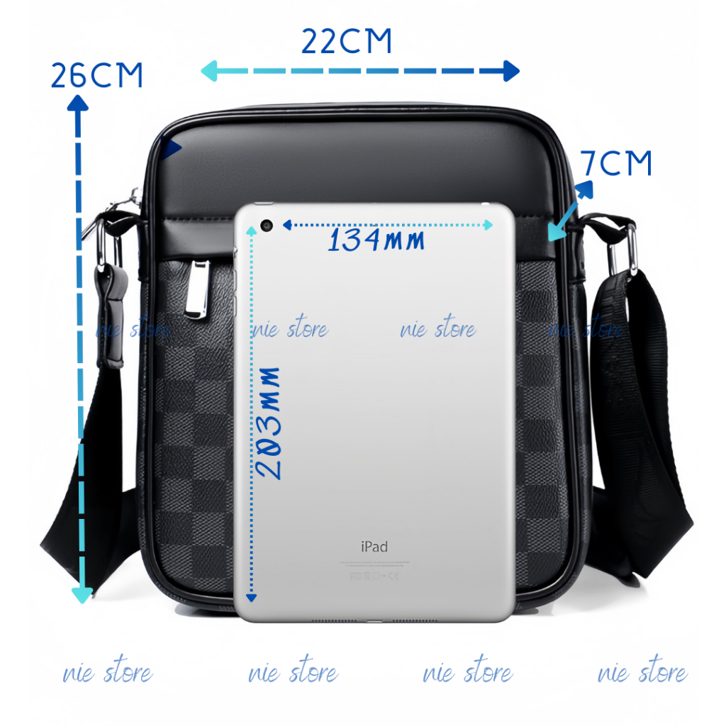 Túi Nam Nữ Đeo Chéo Đựng Vừa Ipad Sọc Caro Túi Nam Đi Học Sinh Viên Ưa Dùng Dáng Thời Trang Tiện Lợi Túi Xách Nam Túi Da