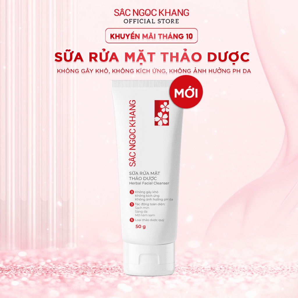 Sữa Rửa Mặt Sắc Ngọc Khang Chiết Xuất 5 Loại Thảo Dược Thiên Nhiên Giúp Làm Sạch Dịu Nhẹ, Dưỡng Da Sáng Mịn Đều Màu 50g
