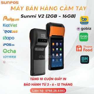 Sunmi V2 - Máy tính tiền cầm tay, máy nhận đơn app giao hàng