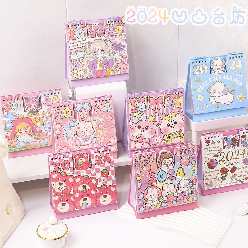 Lịch Để Bàn 2024 Siêu Cute Có Phần Giấy Note Ghi Chú