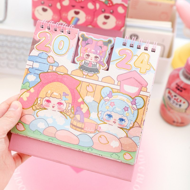 Lịch Để Bàn 2024 Siêu Cute Có Phần Giấy Note Ghi Chú