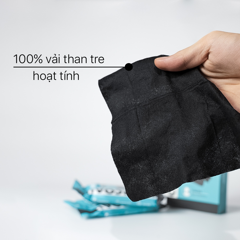 Khăn giấy ướt ngừa mụn than hoạt tính Charcoal Anti Acne Cleansing Wipes gói 15 tờ giảm viêm giảm mụn hiệu quả