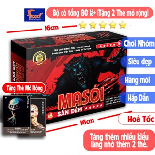 Board game bài Ma Sói Săn Đêm việt hóa Foxi-Werewoft-80 lá-78 lá tặng 2 thẻ mở rộng-thẻ in siêu dày