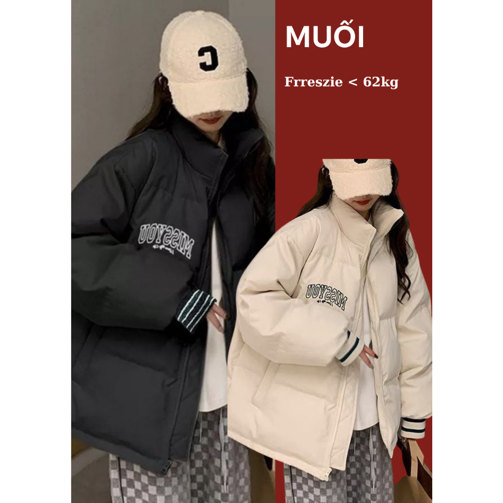 Áo phao mùa đông , áo phao béo cao cổ khóa kéo bo chun phối màu MUỐI AophaoMISSYOU302 P9