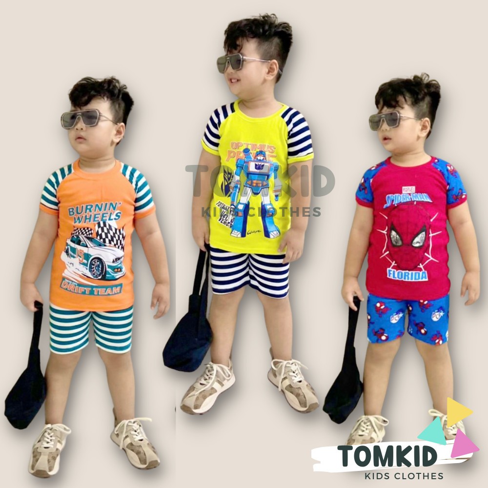 Đồ bộ cho bé trai bộ cộc tay cho bé chất cotton borip dày dặn thoáng mát 09-23kg Tomkids