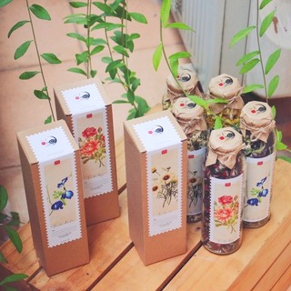 Lọ trà hoa sấy khô trà hoa hồng nhài cúc kèm hộp
