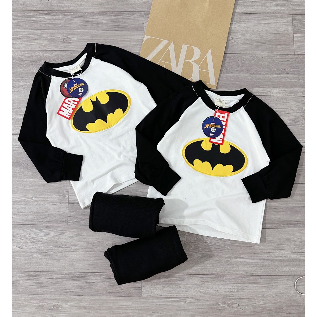 Set Bộ Batman Thu Đông, Chất Cotton+ Quẩn Nỉ In Hình Siêu Cute Dành Cho Các Bé Có Sz Đến 26kg