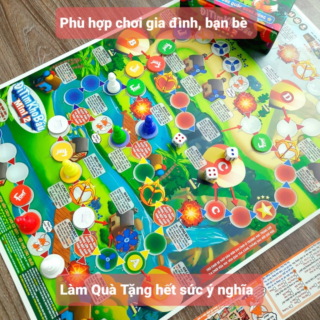 Board game-Đi tìm kho báu mini 2 Foxi-đồ chơi phát triển tư duy-dễ chơi-vui nhộn-giá siêu rẻ