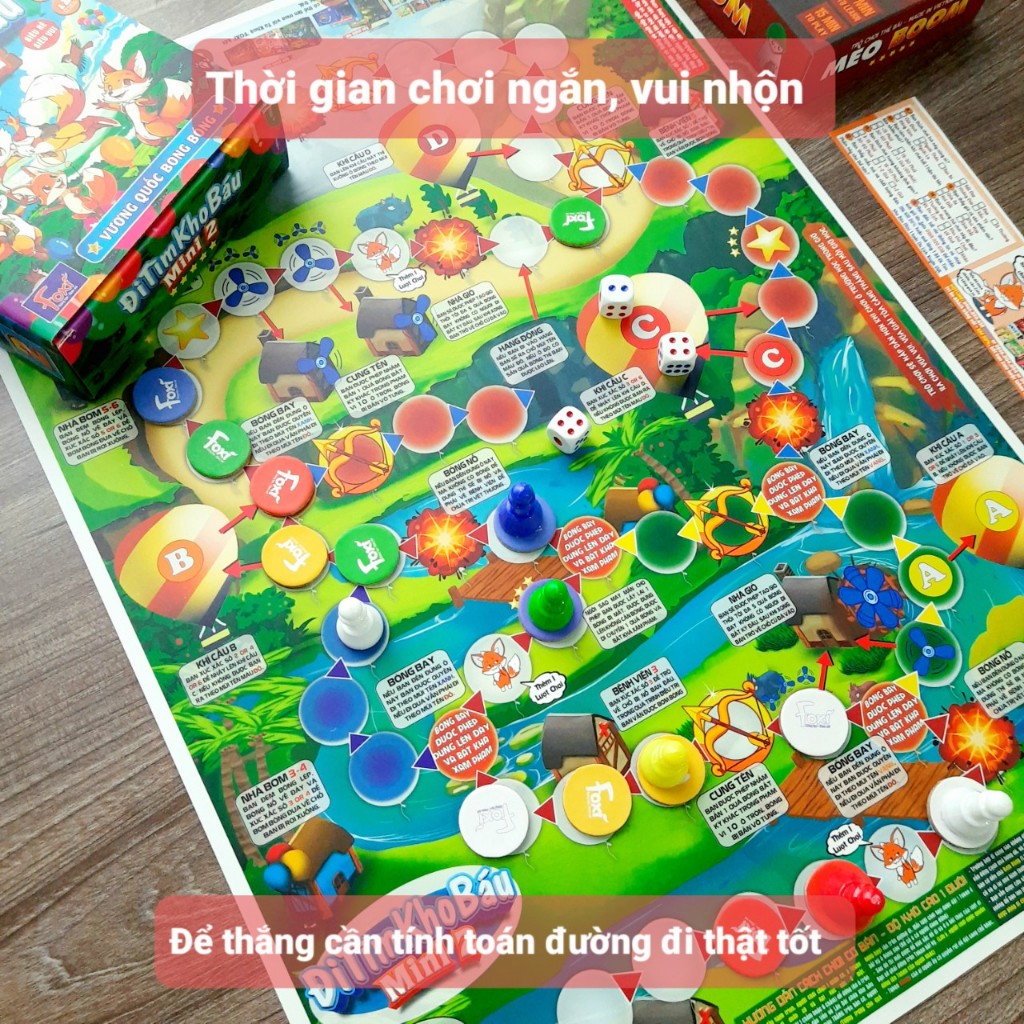 Board game-Đi tìm kho báu mini 2 Foxi-đồ chơi phát triển tư duy-dễ chơi-vui nhộn-giá siêu rẻ