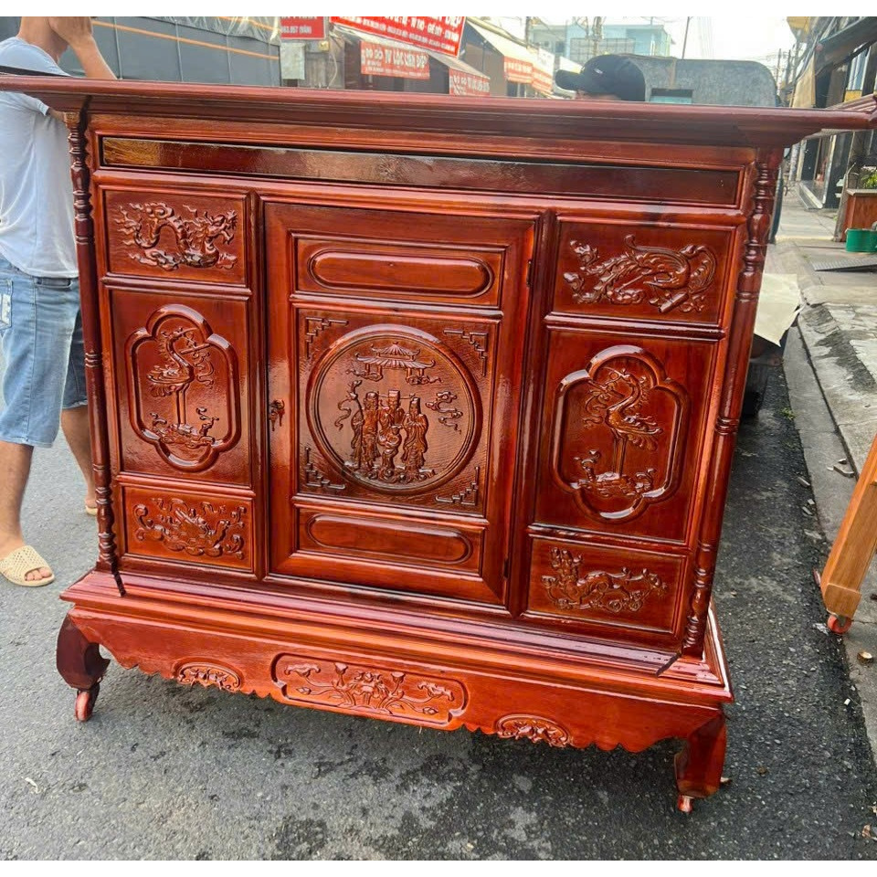 Tủ thờ gỗ tràm mẫu hiện đại ,bàn thờ gỗ cao cấp,tủ thờ gia tiên 1m27 và 1m54 và 1m75 ( FREESHIP 60 KM )AQ2