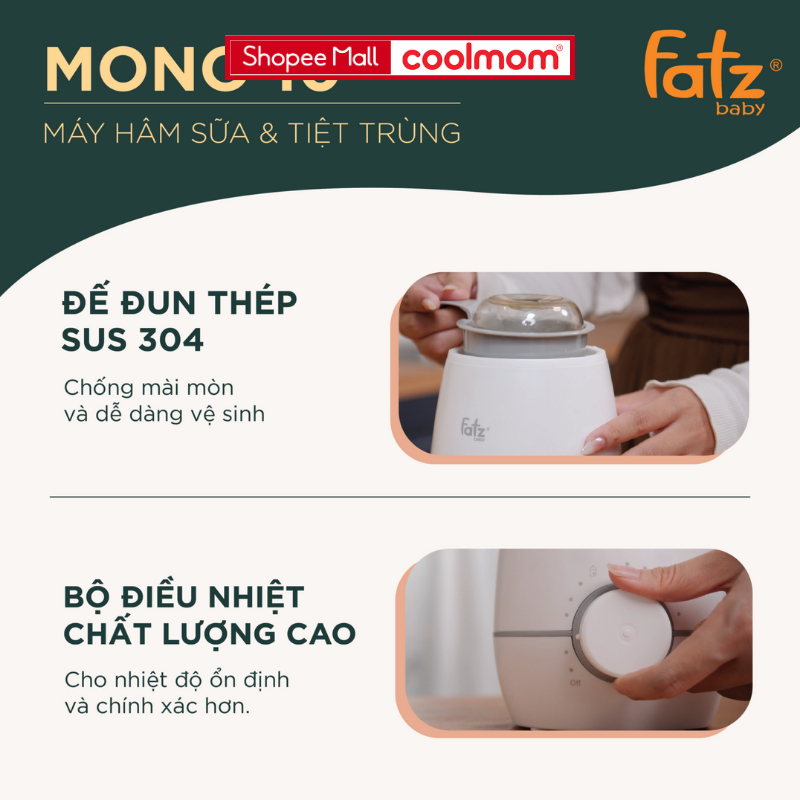 Máy hâm sữa và tiệt trùng Fatzbaby Mono 10 FB3053SJ