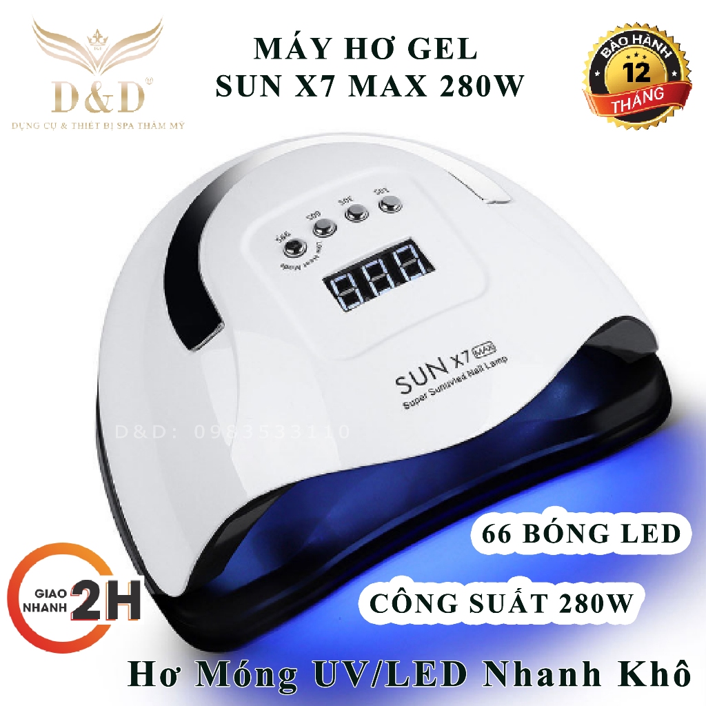 Máy hong khô móng tay gel SUN X7 MAX 280W/66 bóng LED. Máy hơ gel Hàng chính hãng cao cấp