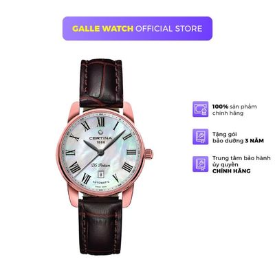 Đồng hồ cơ nữ Certina C001.007.36.113.00 mặt kính Sapphire, chống nước 10ATM, dây da đeo tay thời trang