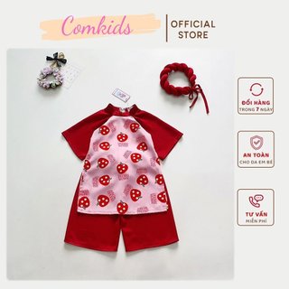 Áo dài cách tân cho bé gái dâu đỏ, cách điệu kèm mấn xinh xắn, áo dài tết cho bé